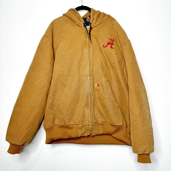 Carhartt Canvas Jacket Zip Hooded Lined Embroidered Alabama Football Size 2XL - Picture 1 of 8